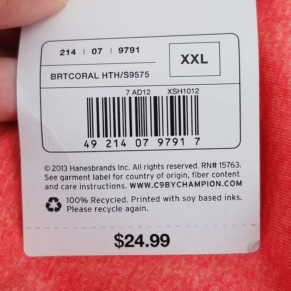 NWT C9 by Champion bright coral flowy keyhole athletic top XXL - Picture 6 of 8